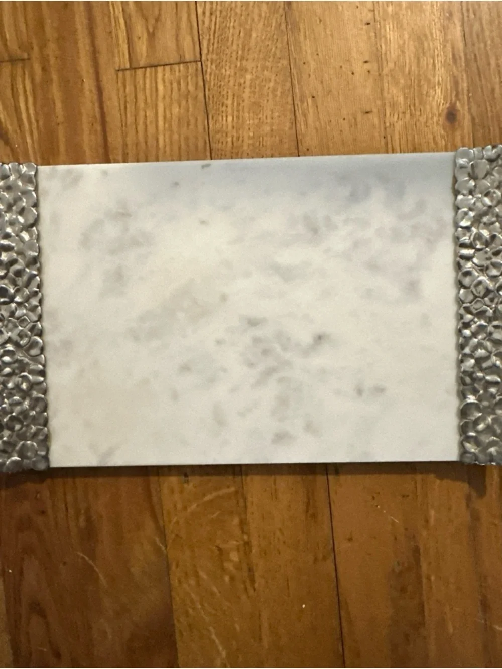 Michael Aram White Marble and Silver Accent Cheese/Serving Board